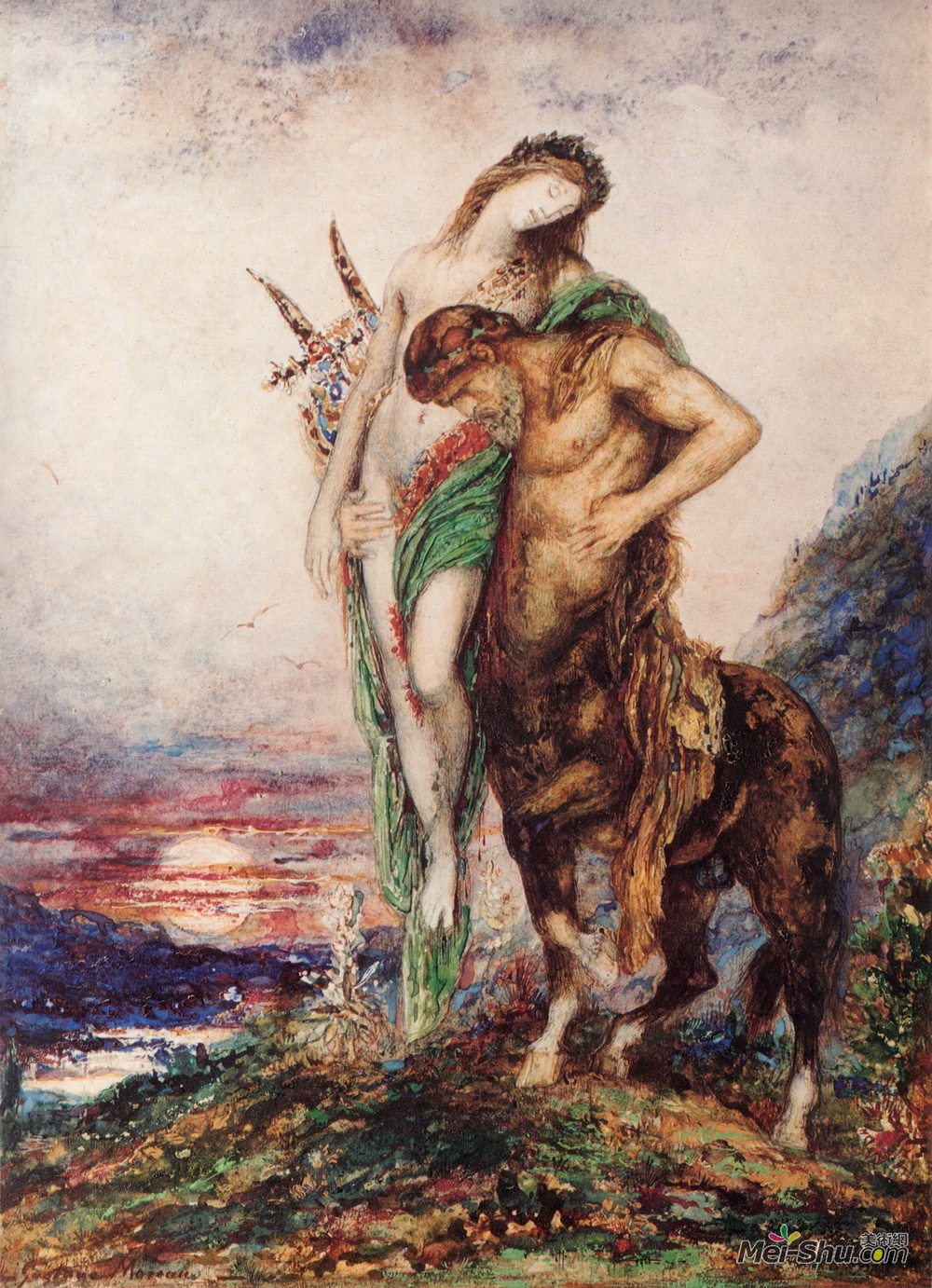 古斯塔夫·莫罗(Gustave Moreau)高清作品《半人马死诗人》