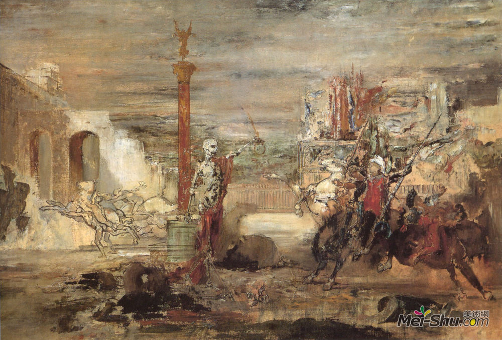 古斯塔夫·莫罗(Gustave Moreau)高清作品《死亡的受害者的乌鸦的赢家的比赛》