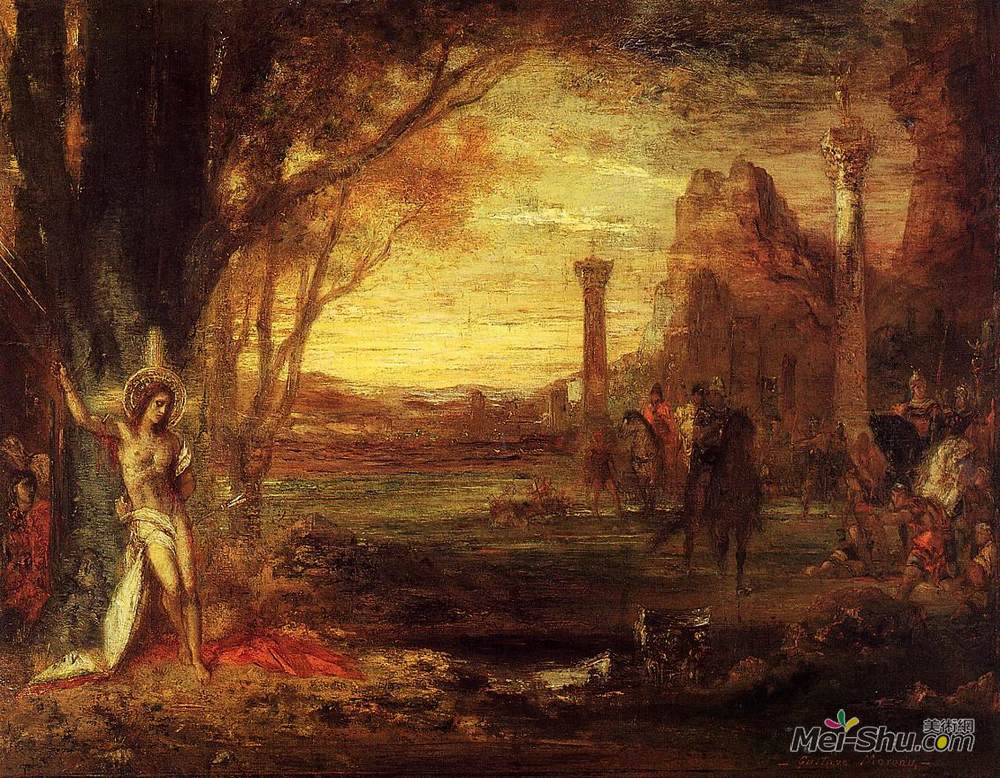 古斯塔夫·莫罗(Gustave Moreau)高清作品《塞巴斯蒂安及其刽子手》
