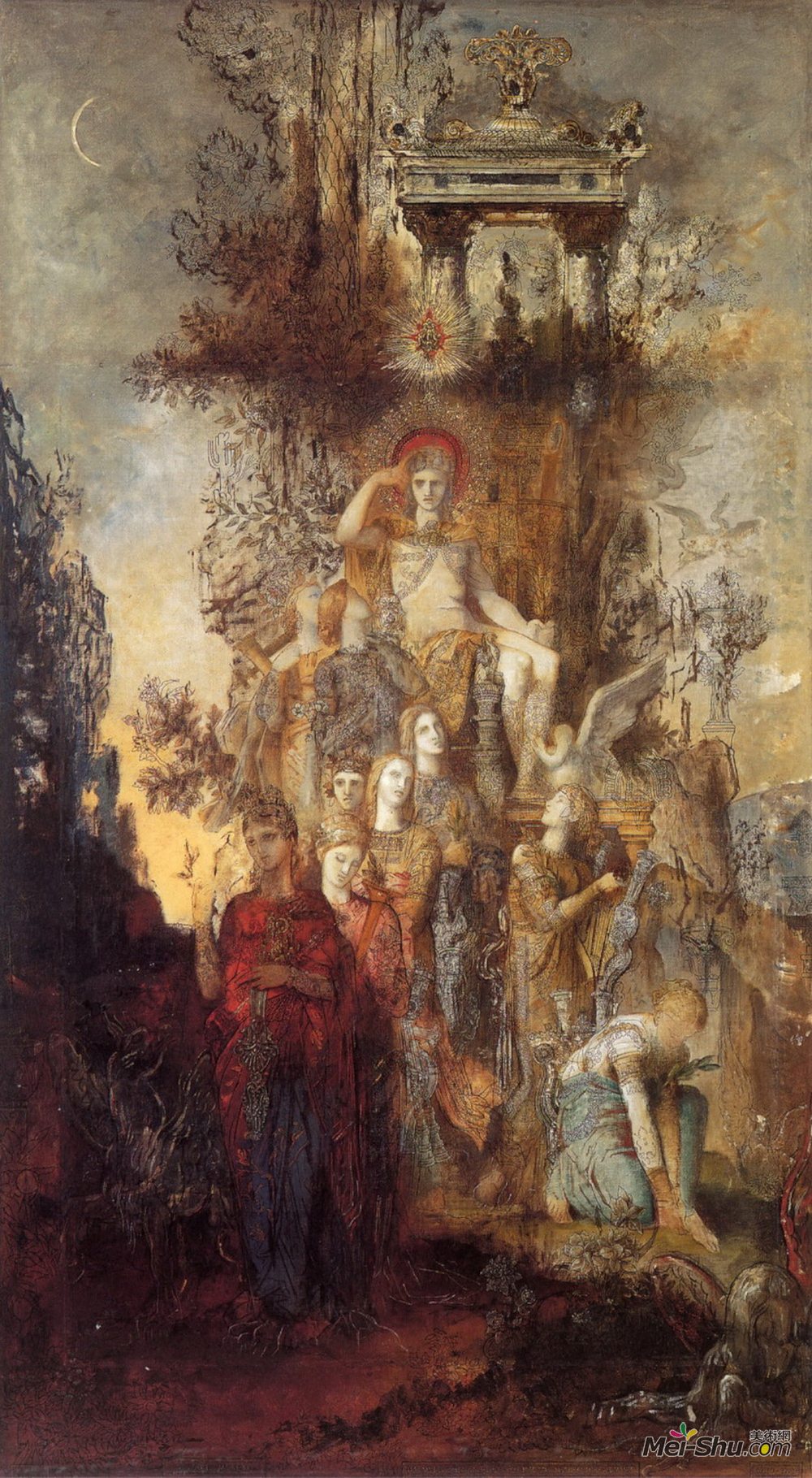 古斯塔夫·莫罗(Gustave Moreau)高清作品《缪斯离开他们的父亲阿波罗出去照明。》
