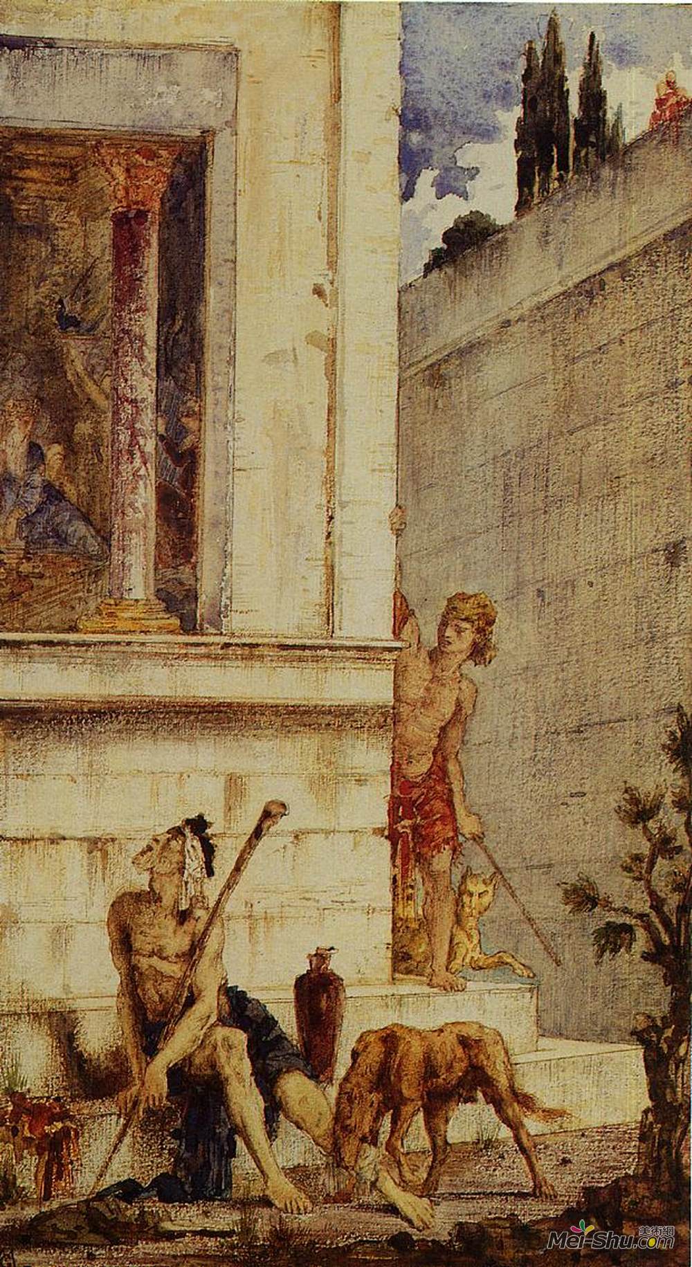 古斯塔夫·莫罗(Gustave Moreau)高清作品《邪恶的富人和穷人拉撒路》