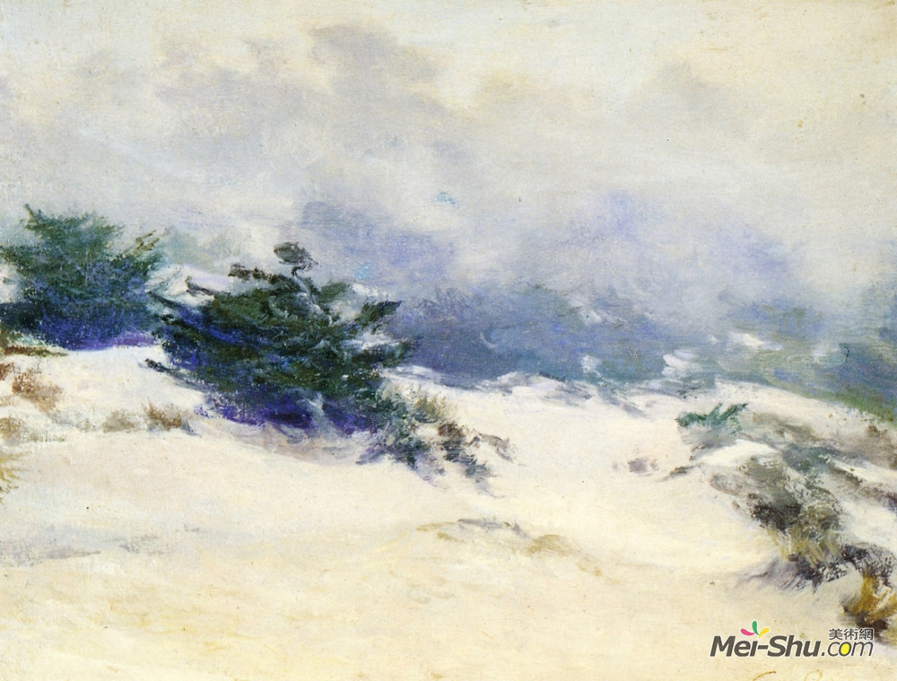盖伊·罗斯(Guy Rose)高清作品《朦胧的沙丘，卡梅尔》