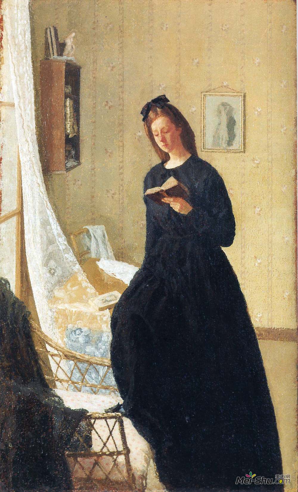 格温·约翰(Gwen John)高清作品《在窗边看书的女孩》