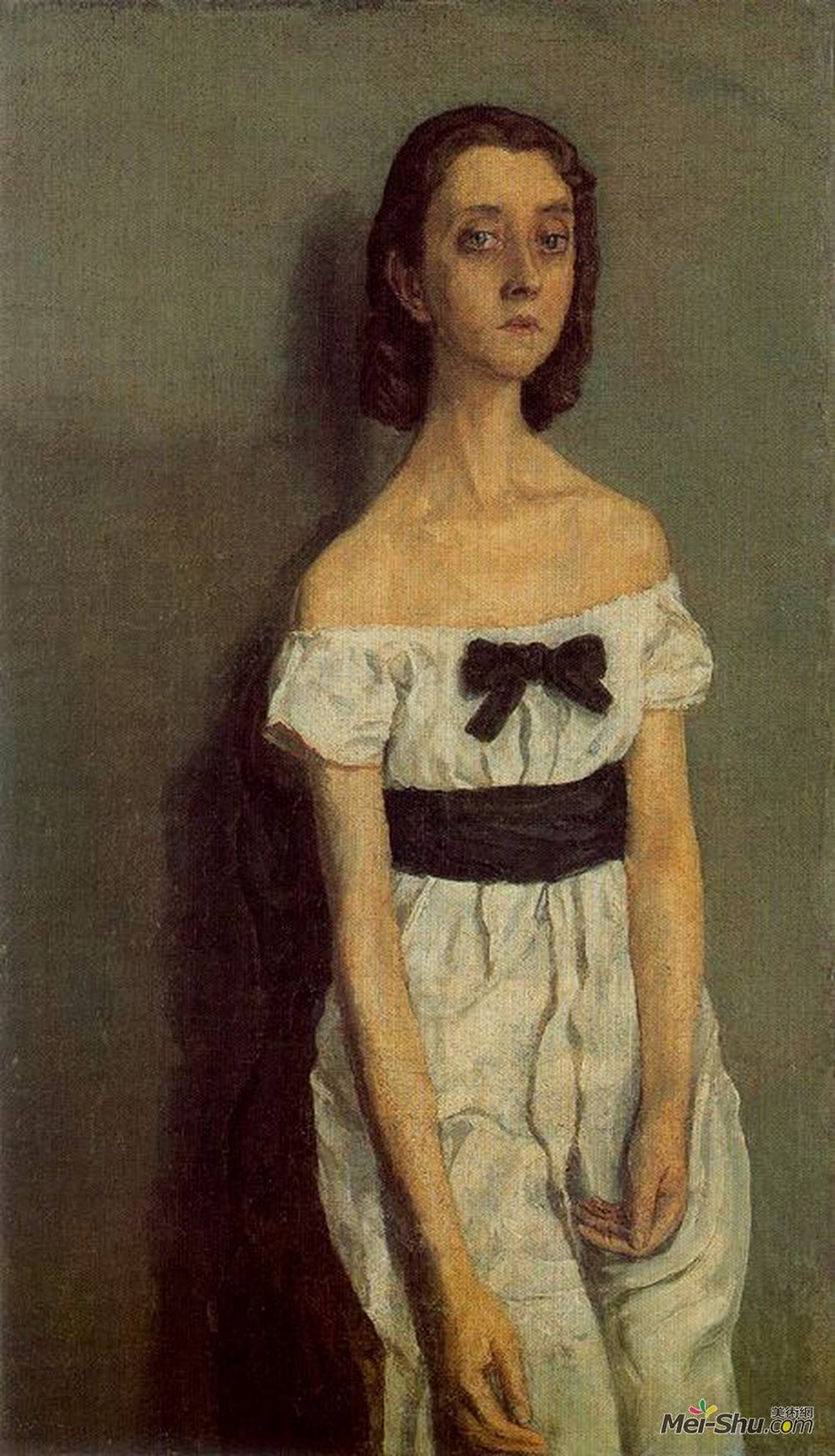 格温·约翰(Gwen John)高清作品《裸肩的女孩》
