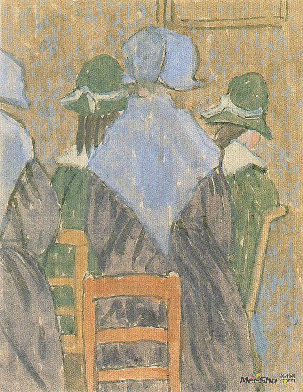格温·约翰(Gwen John)高清作品《教堂里的修女和女学生》