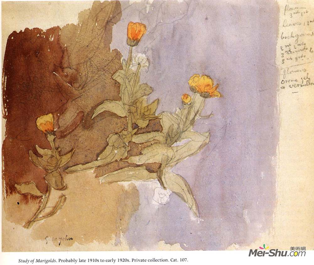 格温·约翰(Gwen John)高清作品《万寿菊的研究》