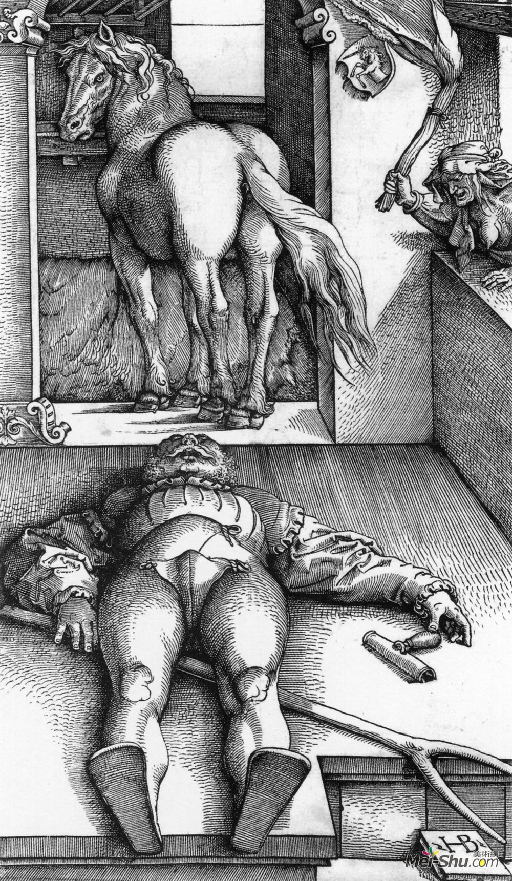 汉斯·鲍当(Hans Baldung)高清作品《睡新郎和女巫》