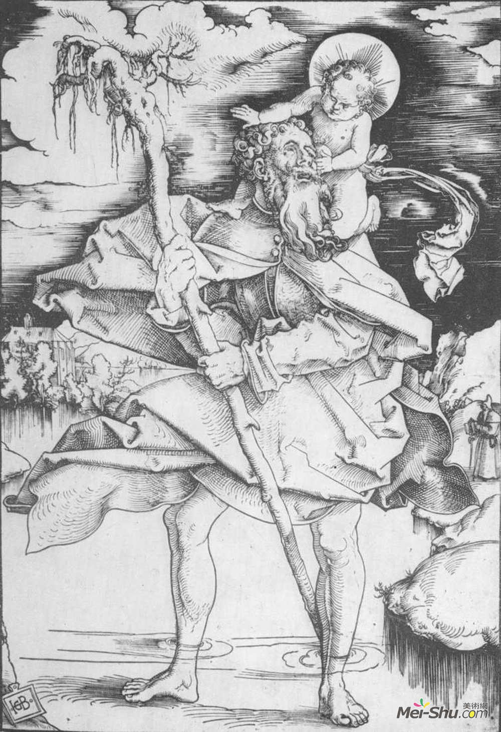 汉斯·鲍当(Hans Baldung)高清作品《圣克里斯托弗》