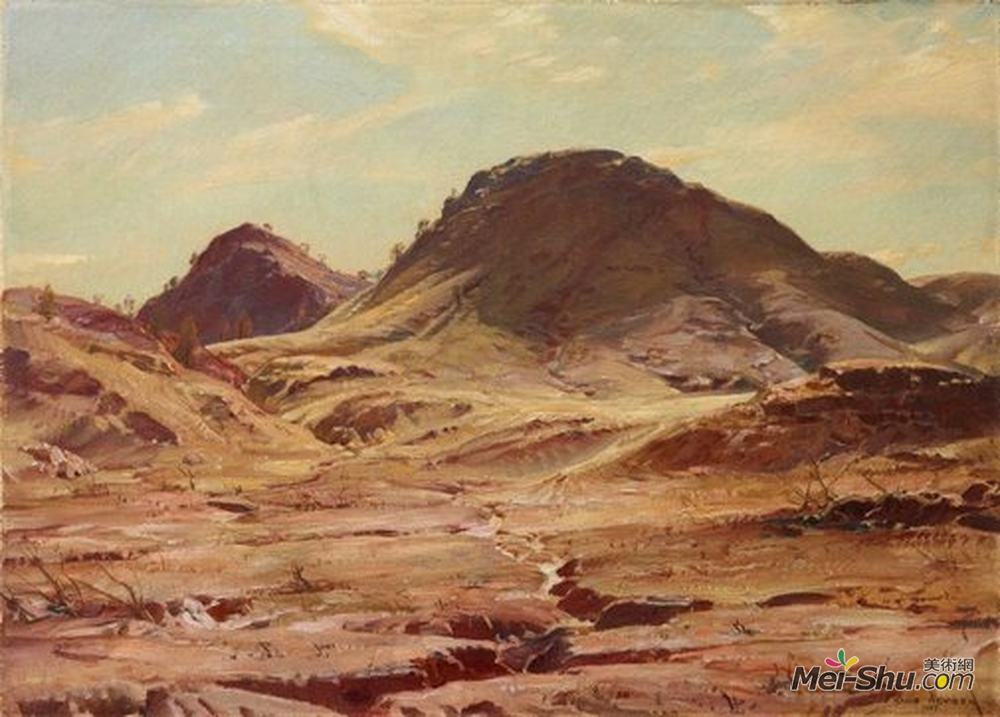 汉斯海森(Hans Heysen)高清作品《匍匐阴影之山，弗林德斯山脉》