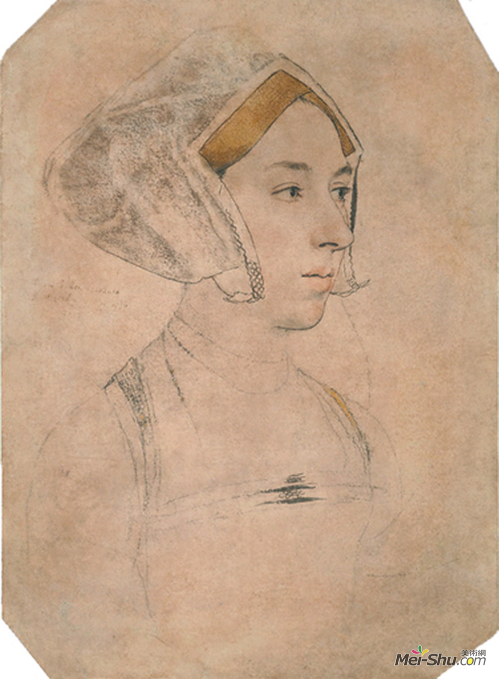 汉斯·荷尔拜因(Hans Holbein the Younger)高清作品《一位女士的肖像，被认为是安妮·博林》