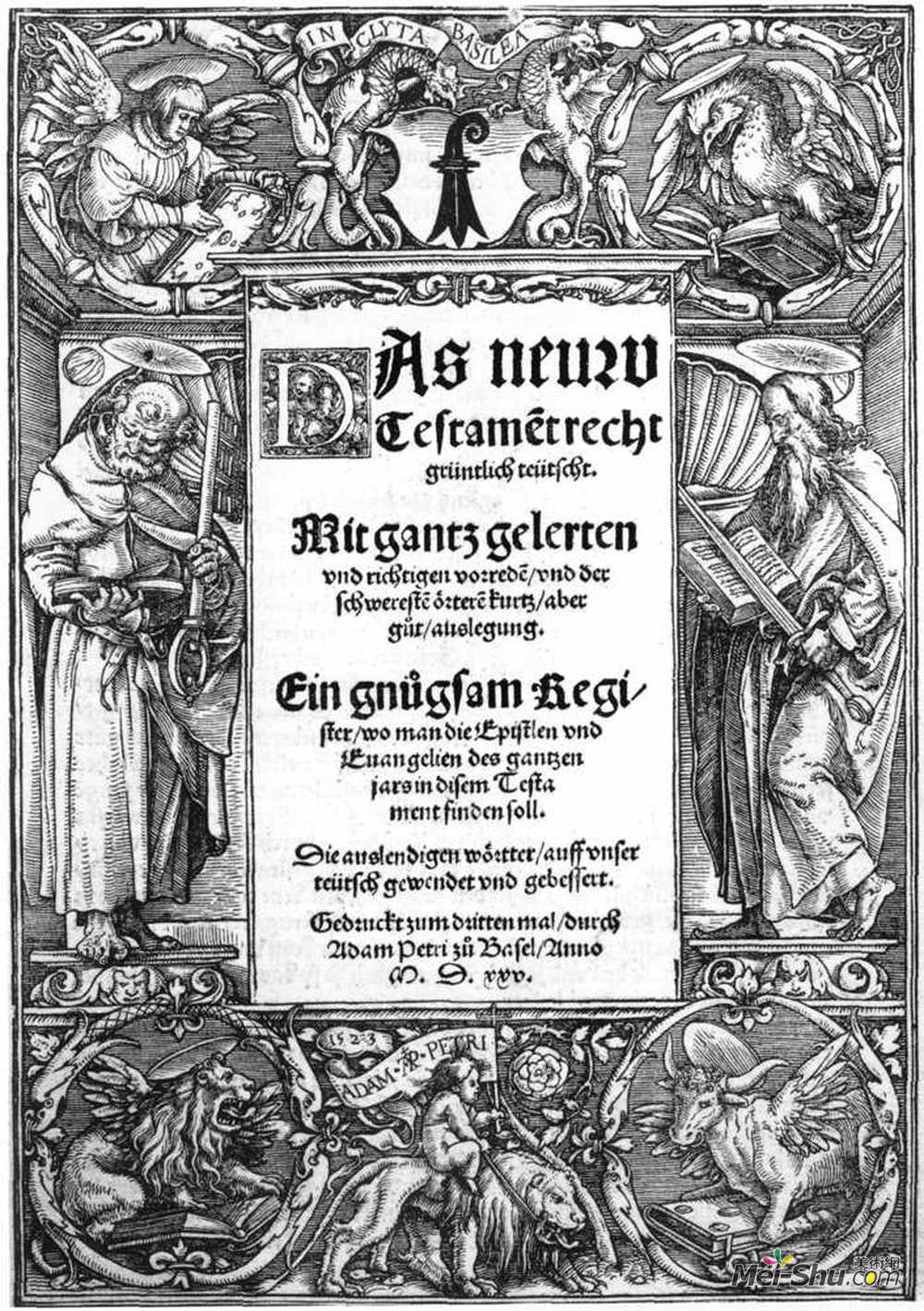 汉斯·荷尔拜因(Hans Holbein the Younger)高清作品《标题牌与圣彼得和圣保罗》