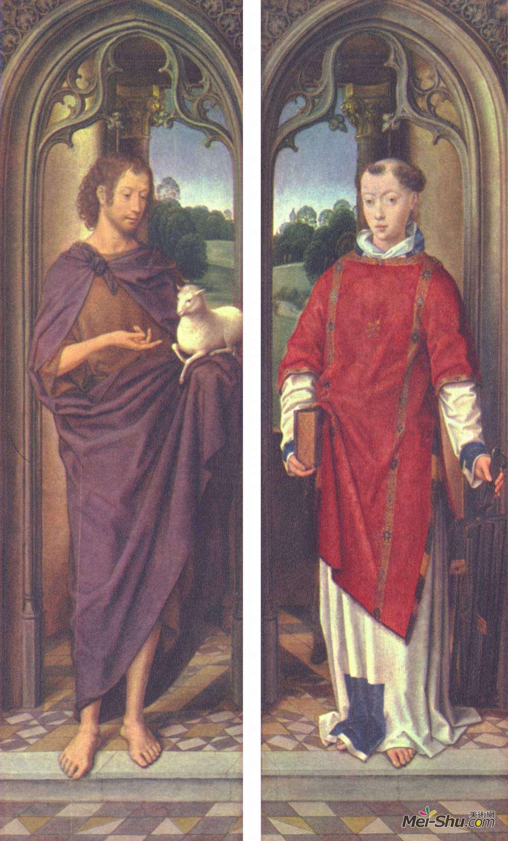 汉斯·梅姆林(Hans Memling)高清作品《施洗者约翰与圣劳伦斯》