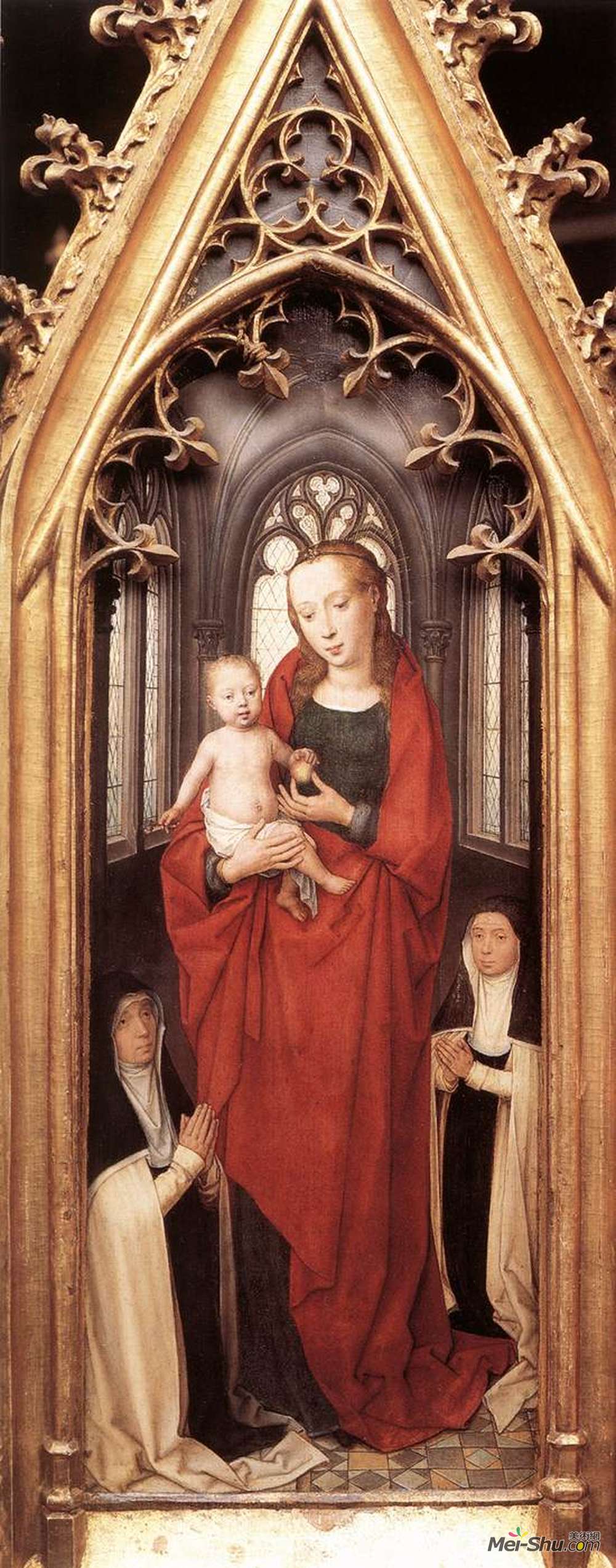 汉斯·梅姆林(Hans Memling)高清作品《圣厄休拉神社：处女与儿童》