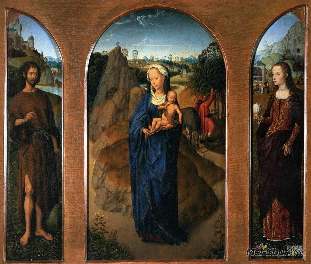 汉斯·梅姆林(Hans Memling)高清作品《其余的在飞往埃及的航班上》