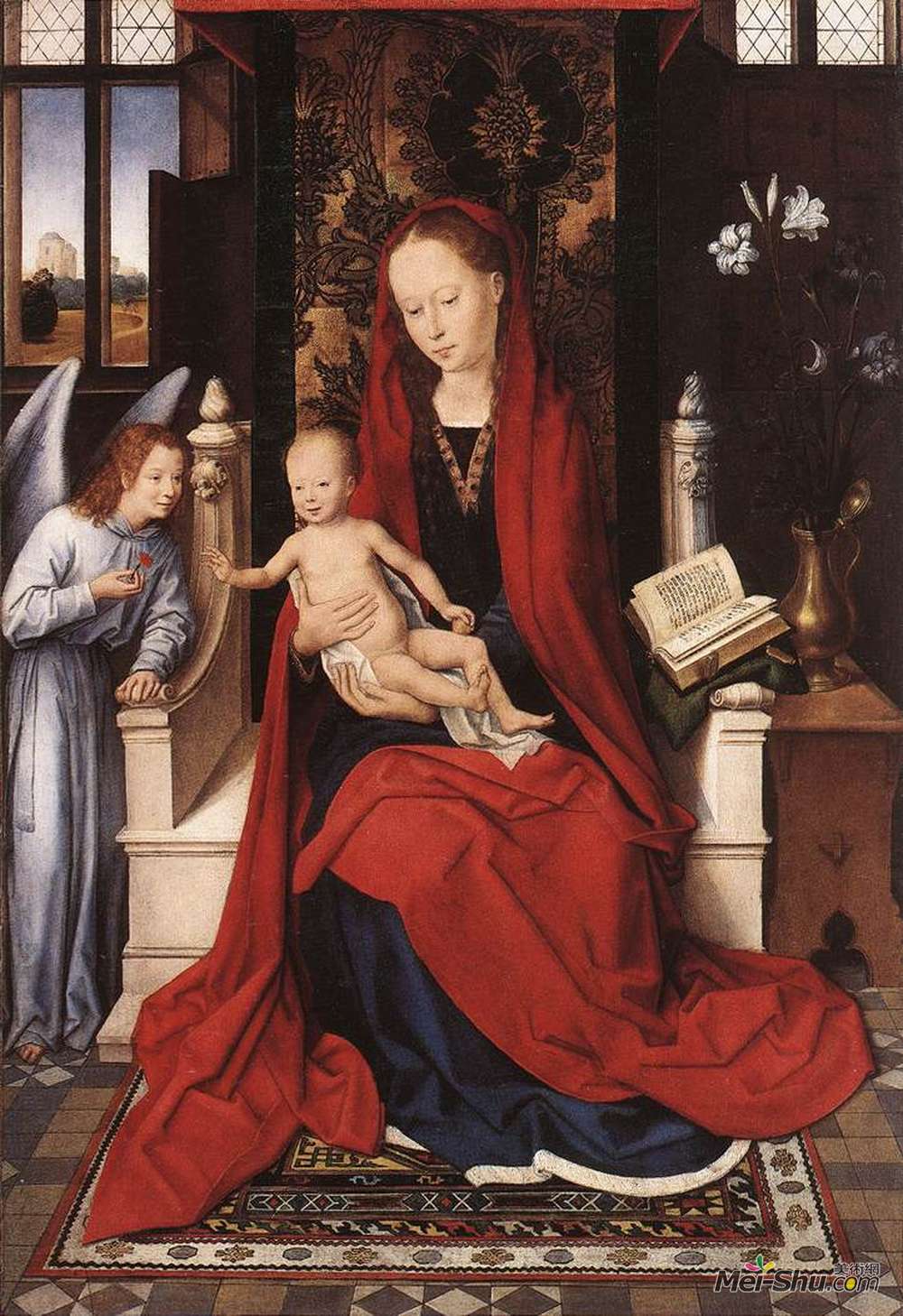 汉斯·梅姆林(Hans Memling)高清作品《处女与孩子和安琪儿并驾齐驱》