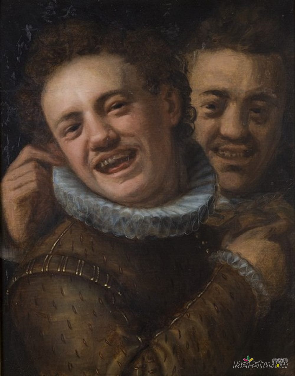 汉斯·冯·阿亨(Hans von Aachen)高清作品《两个笑男人（双自画像）》