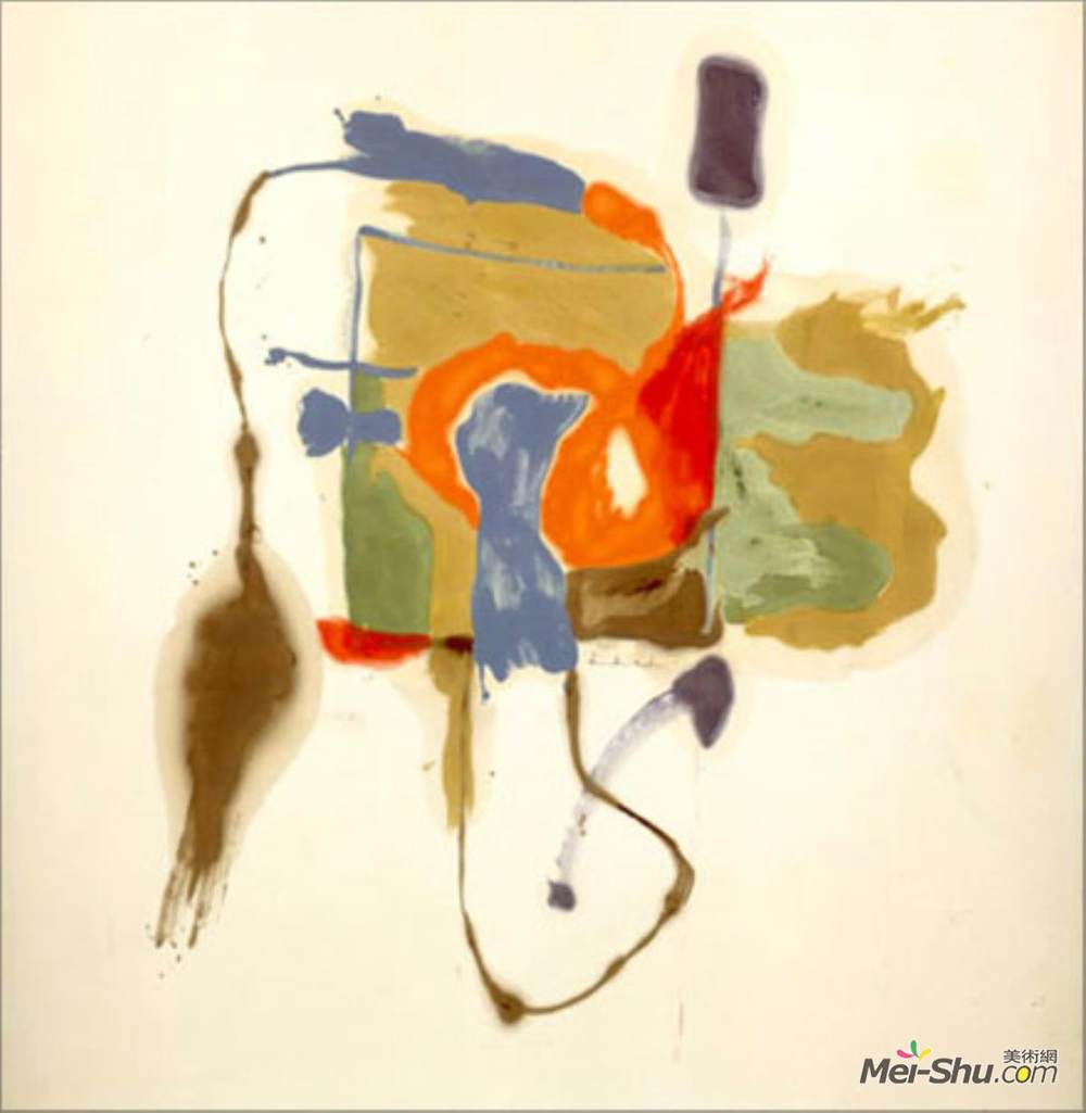 海伦·弗兰肯萨勒(Helen Frankenthaler)高清作品《场景中的蓝色形式》