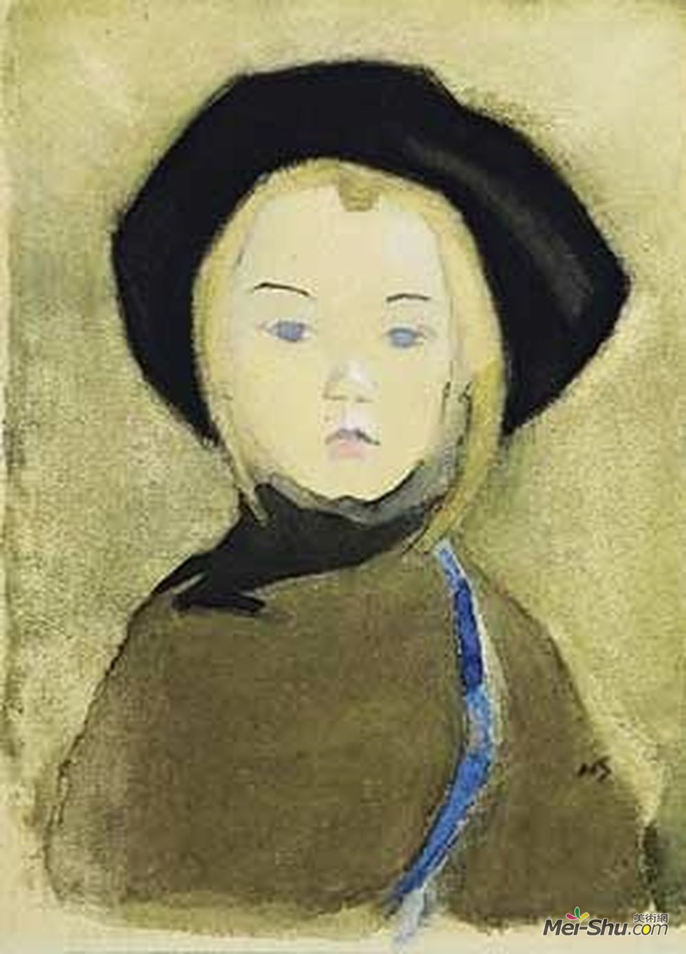 海伦·谢夫贝克(Helene Schjerfbeck)高清作品《蓝绶带女孩》