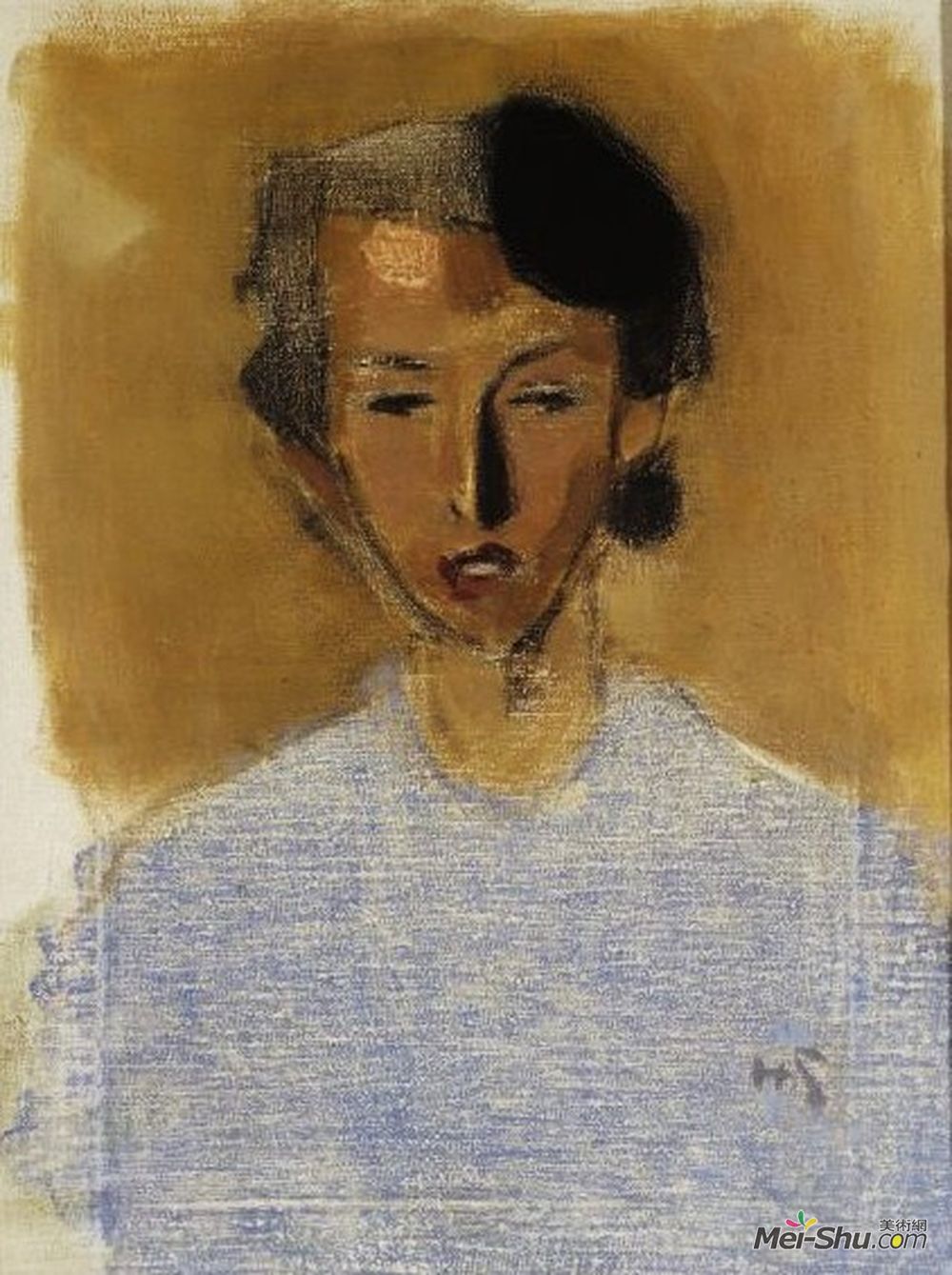 海伦·谢夫贝克(Helene Schjerfbeck)高清作品《《蓝色与布朗》（伊内兹）的肖像》