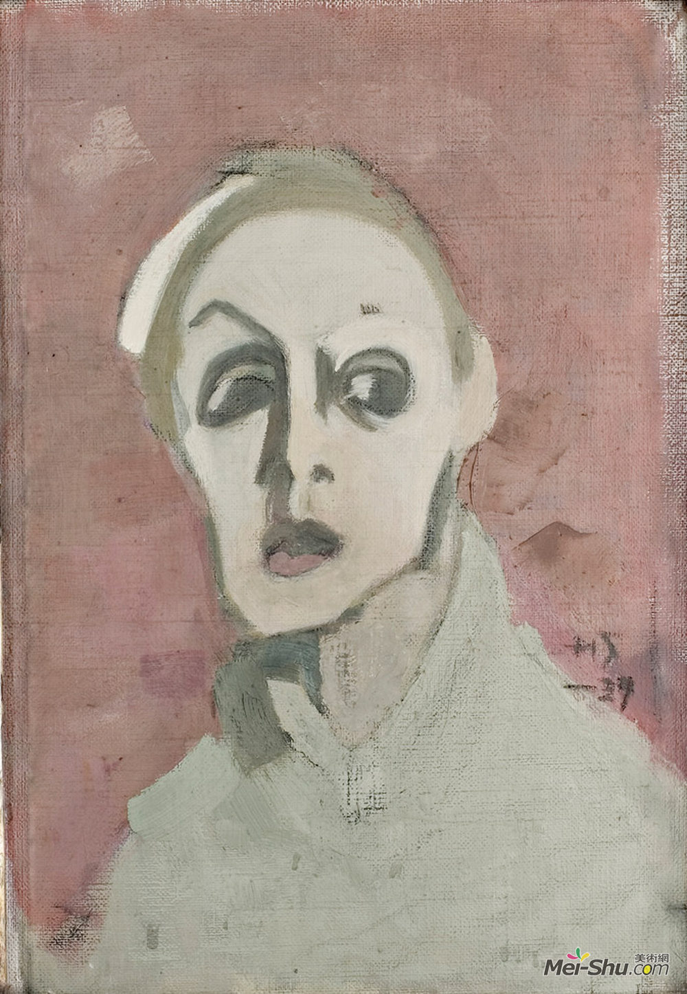 海伦·谢夫贝克(Helene Schjerfbeck)高清作品《黑嘴自画像，》