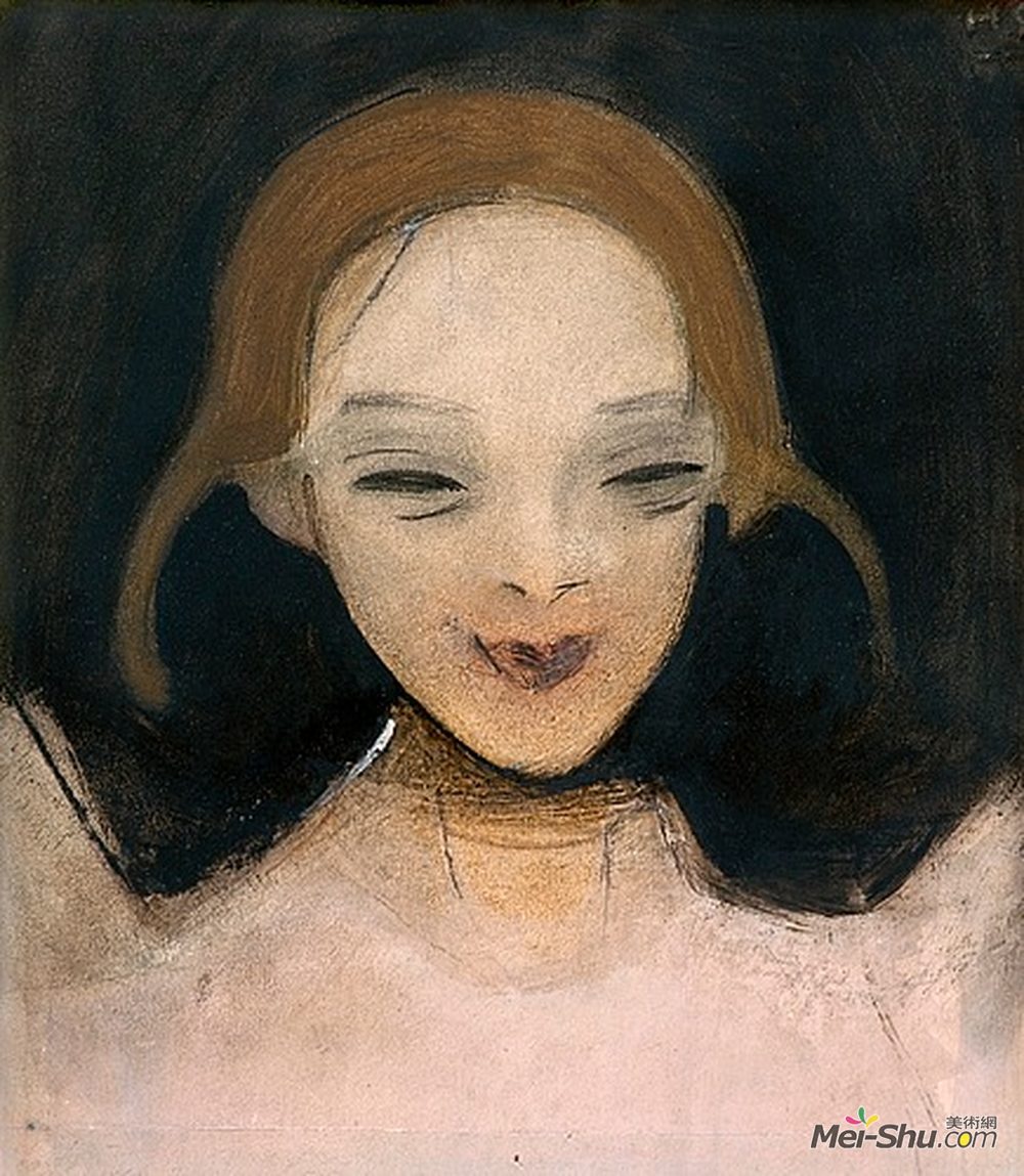 海伦·谢夫贝克(Helene Schjerfbeck)高清作品《微笑的女孩》