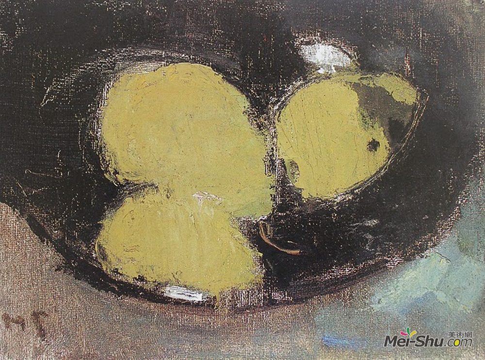 海伦·谢夫贝克(Helene Schjerfbeck)高清作品《花瓶里的三个梨》