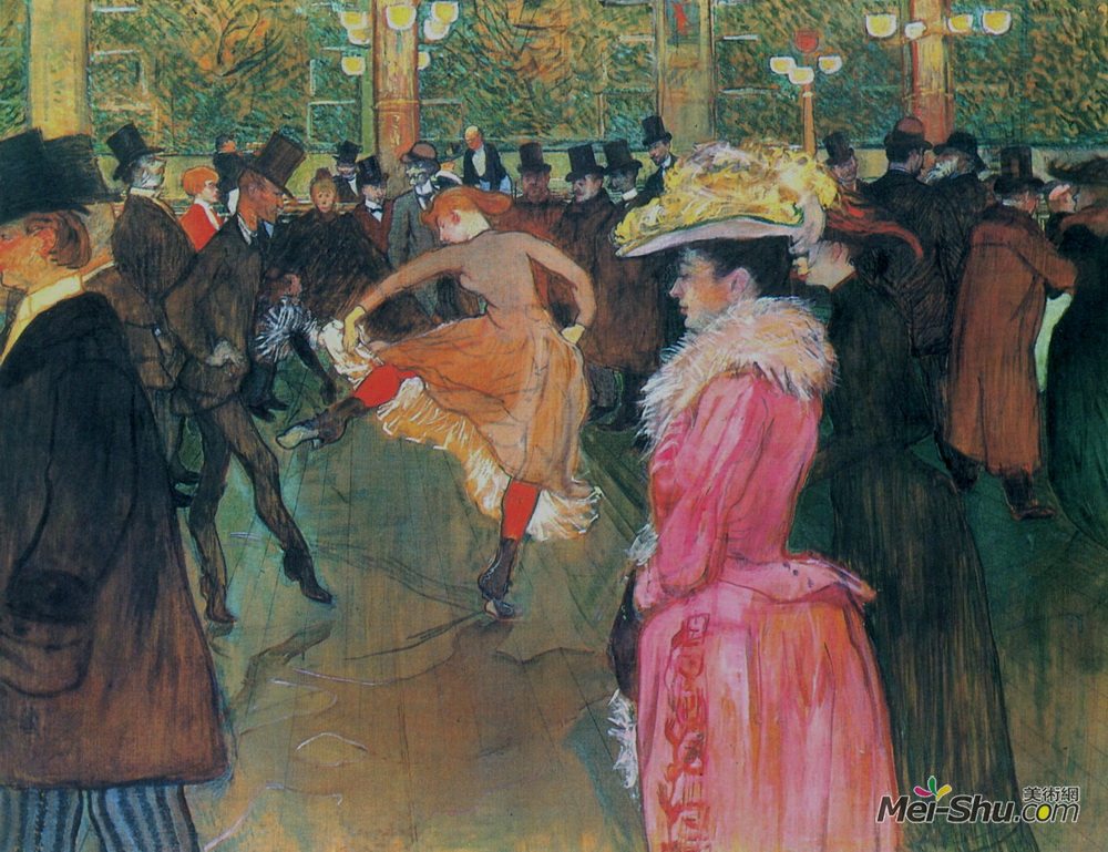 亨利·玛丽·雷蒙·德·图卢兹-劳特累克(Henri de Toulouse-Lautrec)高清作品《红磨坊，跳舞》