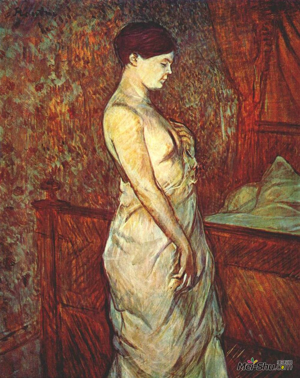 亨利·玛丽·雷蒙·德·图卢兹-劳特累克(Henri de Toulouse-Lautrec)高清作品《婄婄乐躺在床上》