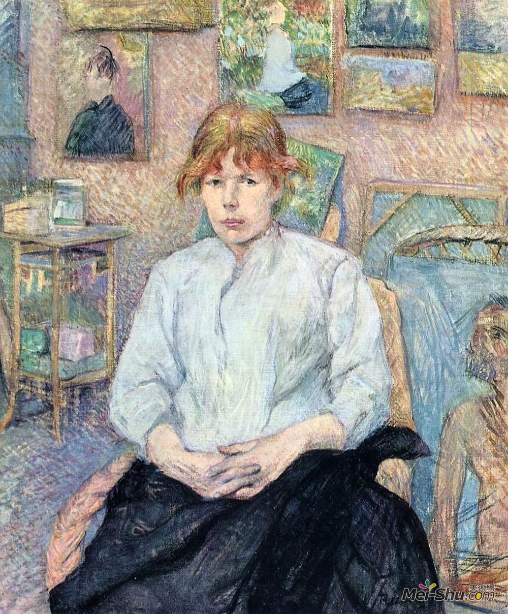 亨利·玛丽·雷蒙·德·图卢兹-劳特累克(Henri de Toulouse-Lautrec)高清作品《穿着白衬衫的红头发》
