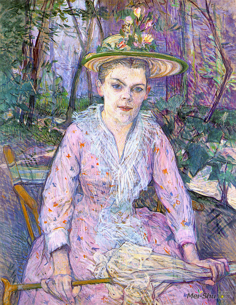 亨利·玛丽·雷蒙·德·图卢兹-劳特累克(Henri de Toulouse-Lautrec)高清作品《带伞的女人》