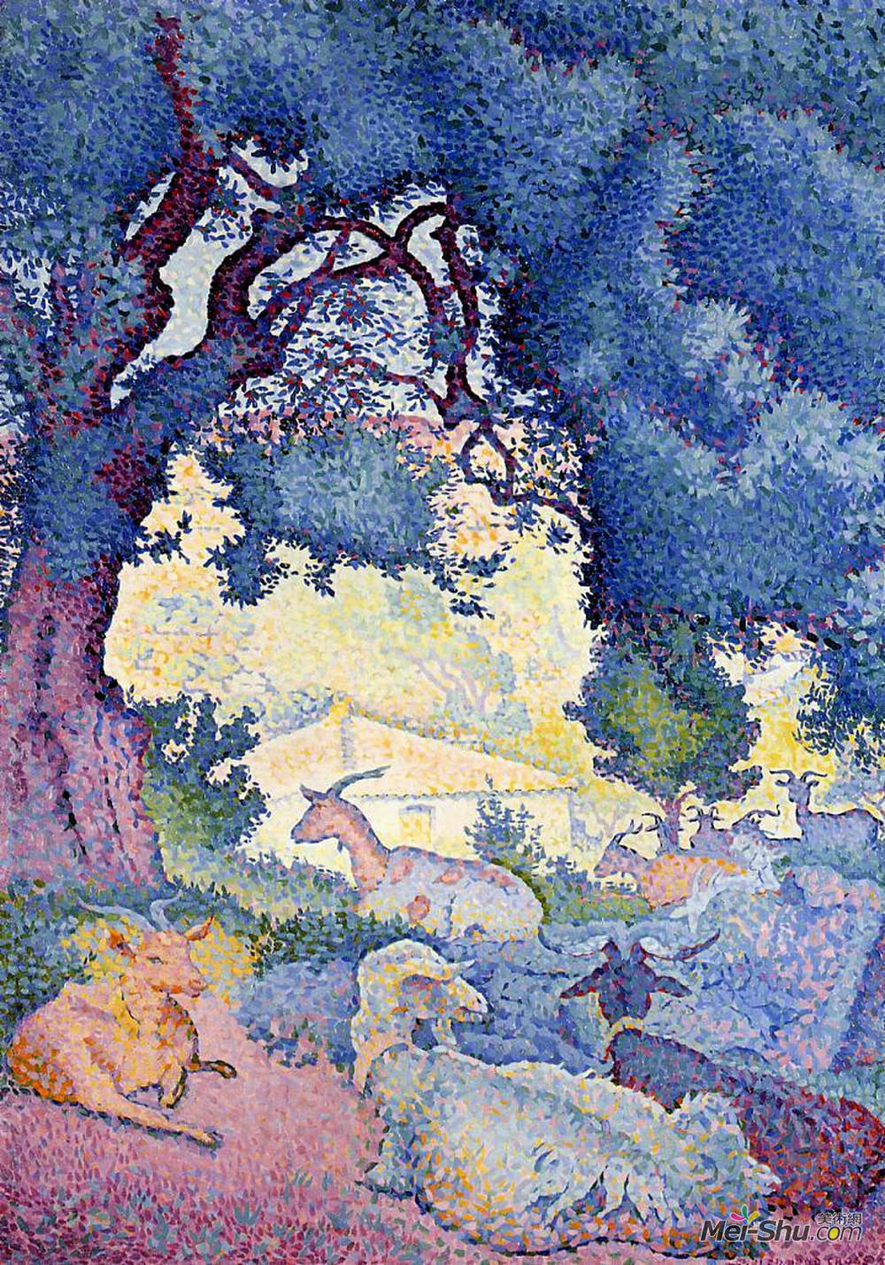 亨利·埃德蒙·克罗斯(Henri-Edmond Cross)高清作品《山羊山水》