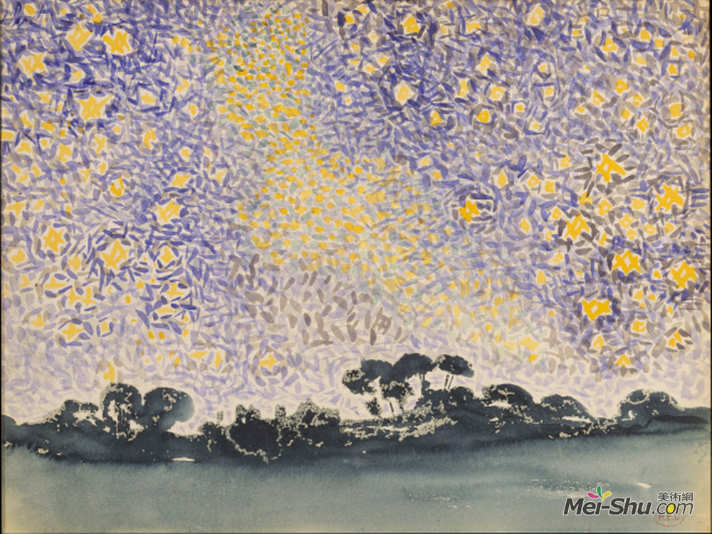 亨利·埃德蒙·克罗斯(Henri-Edmond Cross)高清作品《星光山水》