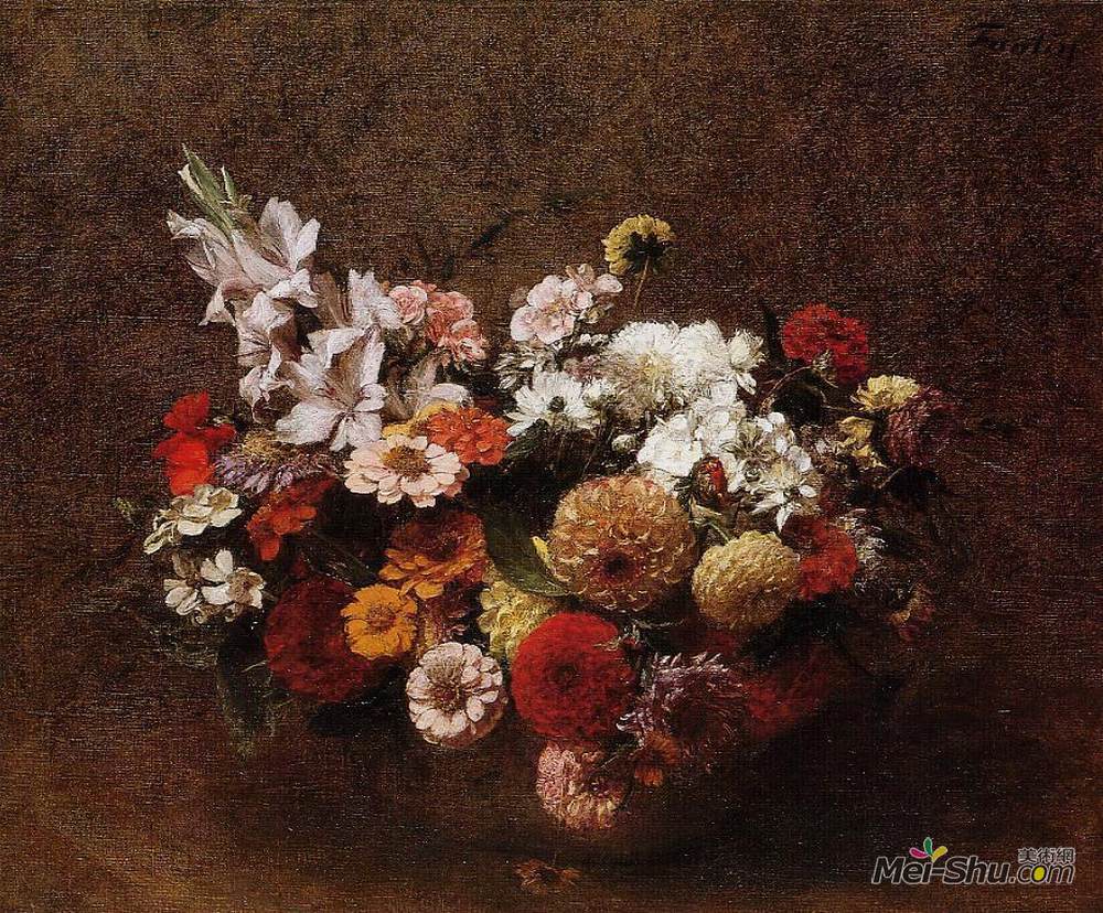 亨利·方丹·拉图尔(Henri Fantin-Latour)高清作品《花束》