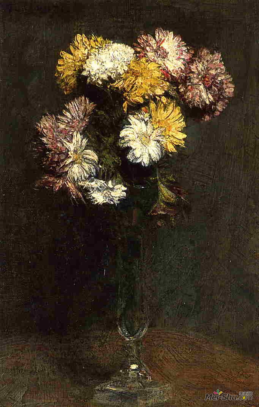 亨利·方丹·拉图尔(Henri Fantin-Latour)高清作品《菊花》