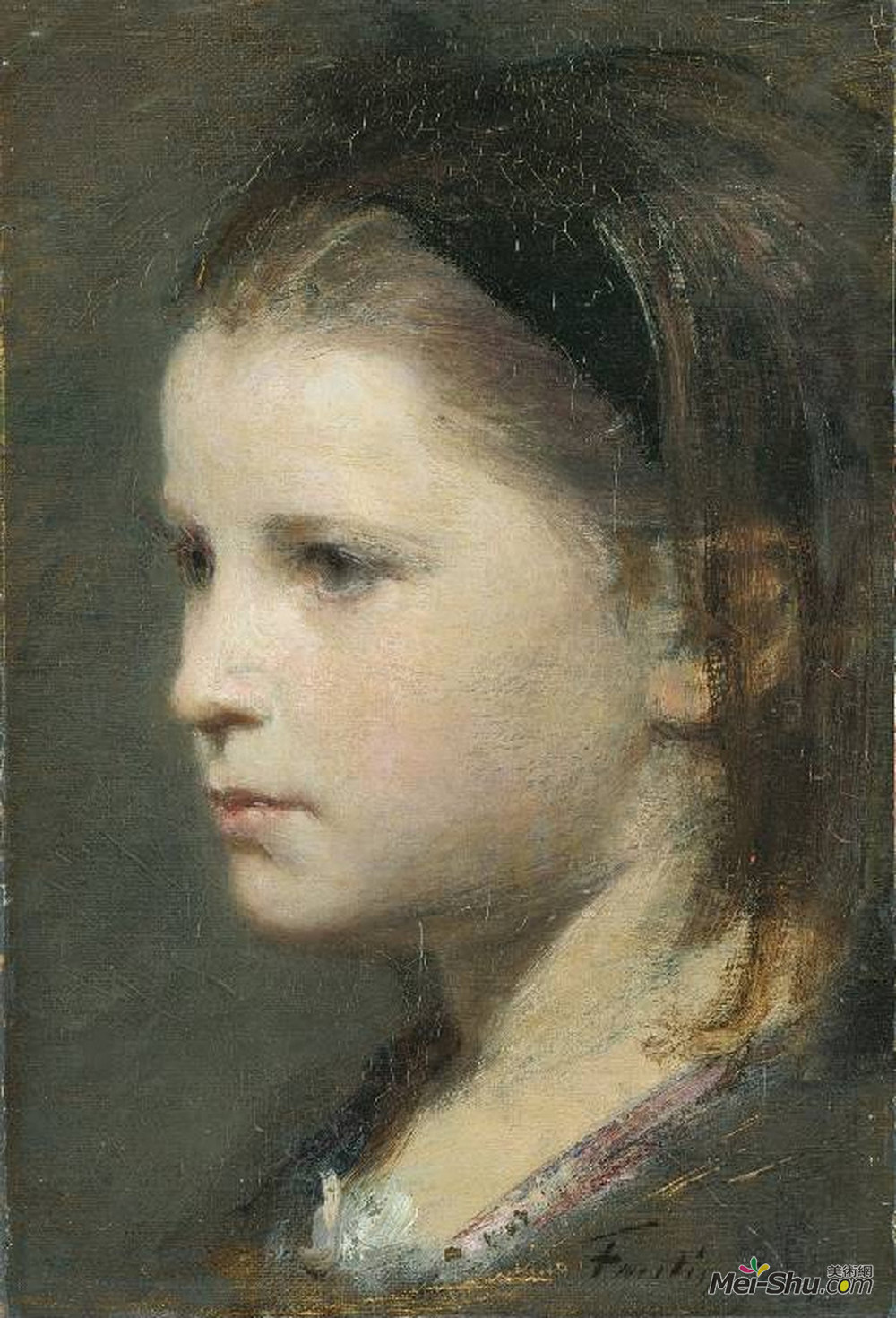 亨利·方丹·拉图尔(Henri Fantin-Latour)高清作品《少女之首》