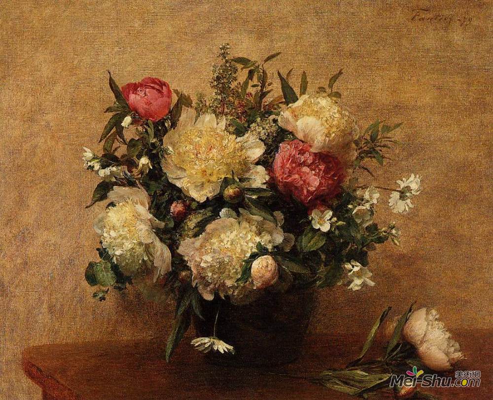 亨利·方丹·拉图尔(Henri Fantin-Latour)高清作品《牡丹》