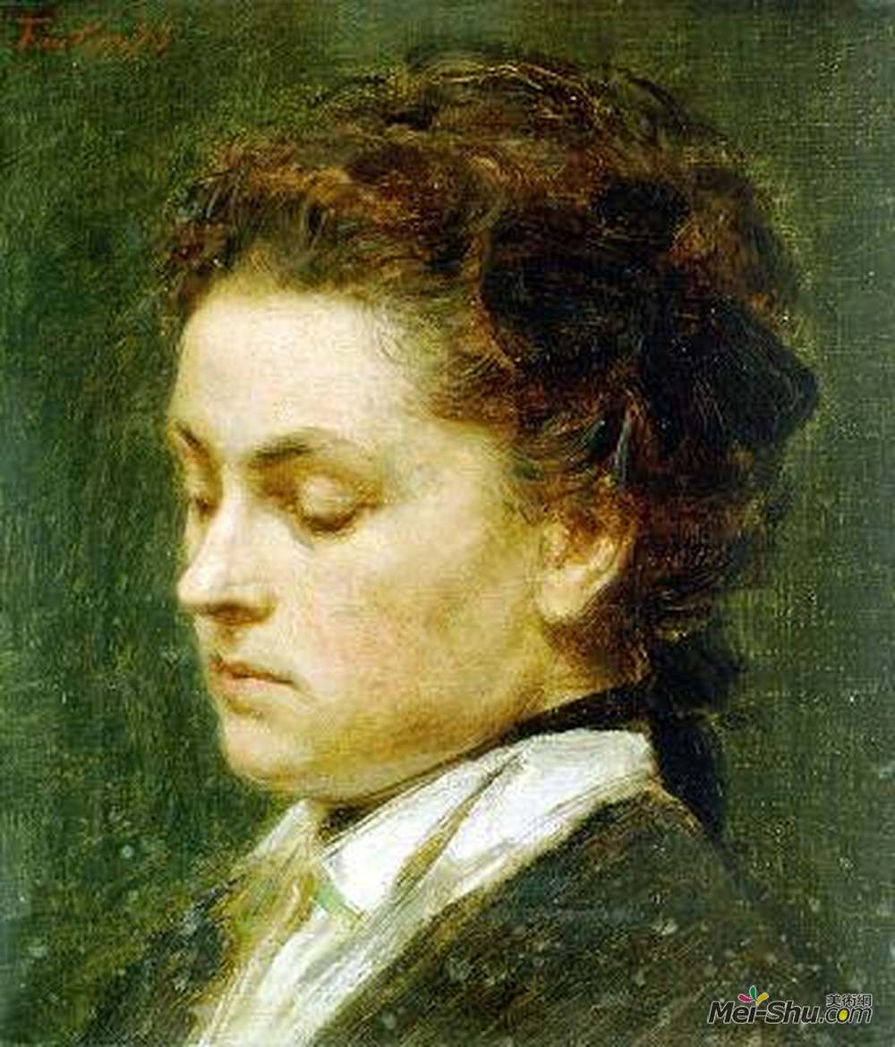 亨利·方丹·拉图尔(Henri Fantin-Latour)高清作品《年轻女子肖像》
