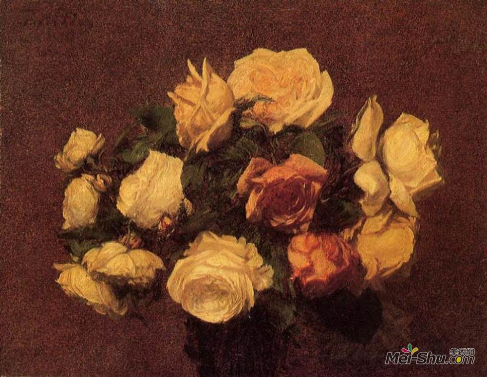 亨利·方丹·拉图尔(Henri Fantin-Latour)高清作品《玫瑰》
