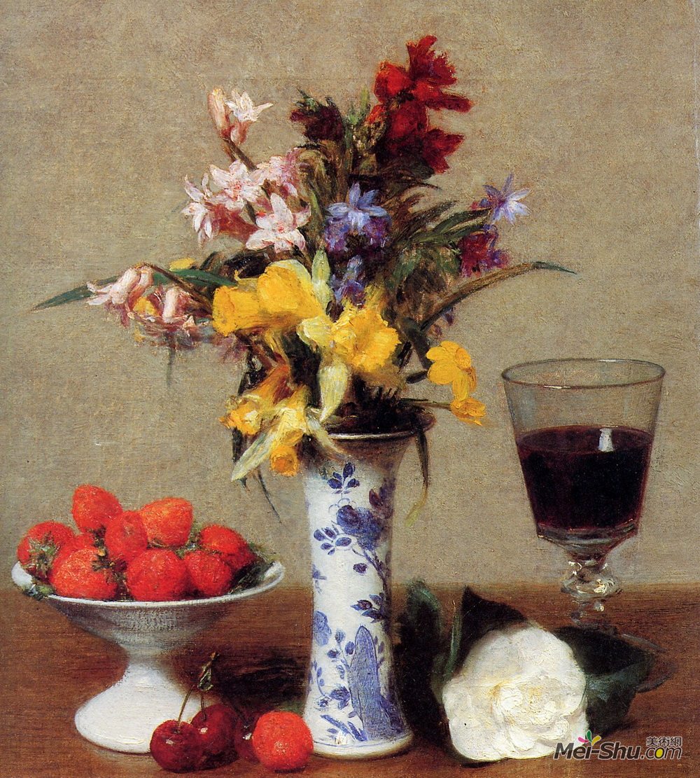亨利·方丹·拉图尔(Henri Fantin-Latour)高清作品《堕落的静物》