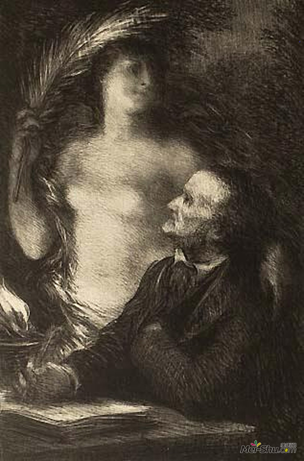 亨利·方丹·拉图尔(Henri Fantin-Latour)高清作品《“缪斯（李察瓦格纳）》
