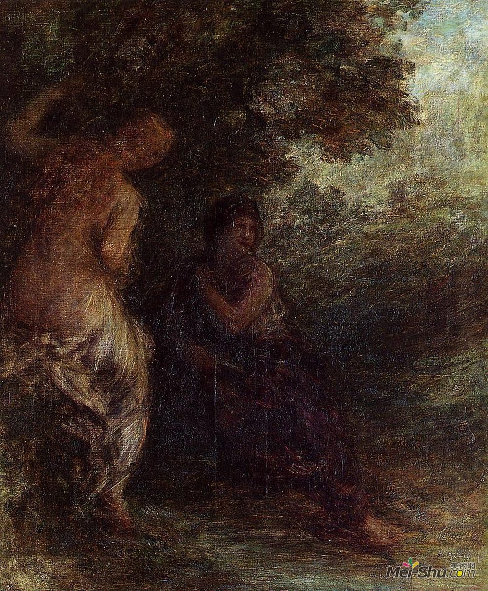 亨利·方丹·拉图尔(Henri Fantin-Latour)高清作品《两个沐浴者》