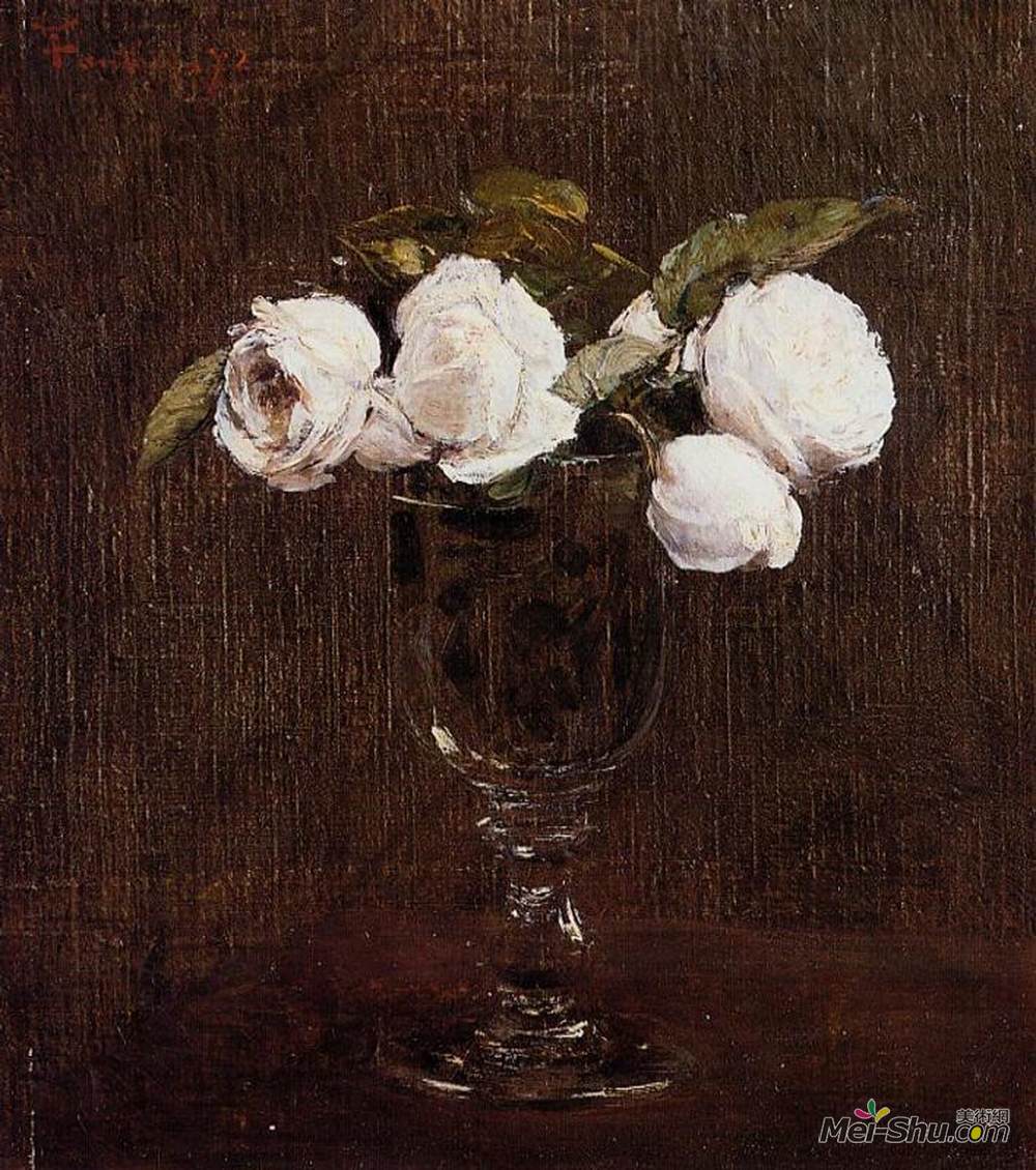 亨利·方丹·拉图尔(Henri Fantin-Latour)高清作品《玫瑰花瓶》