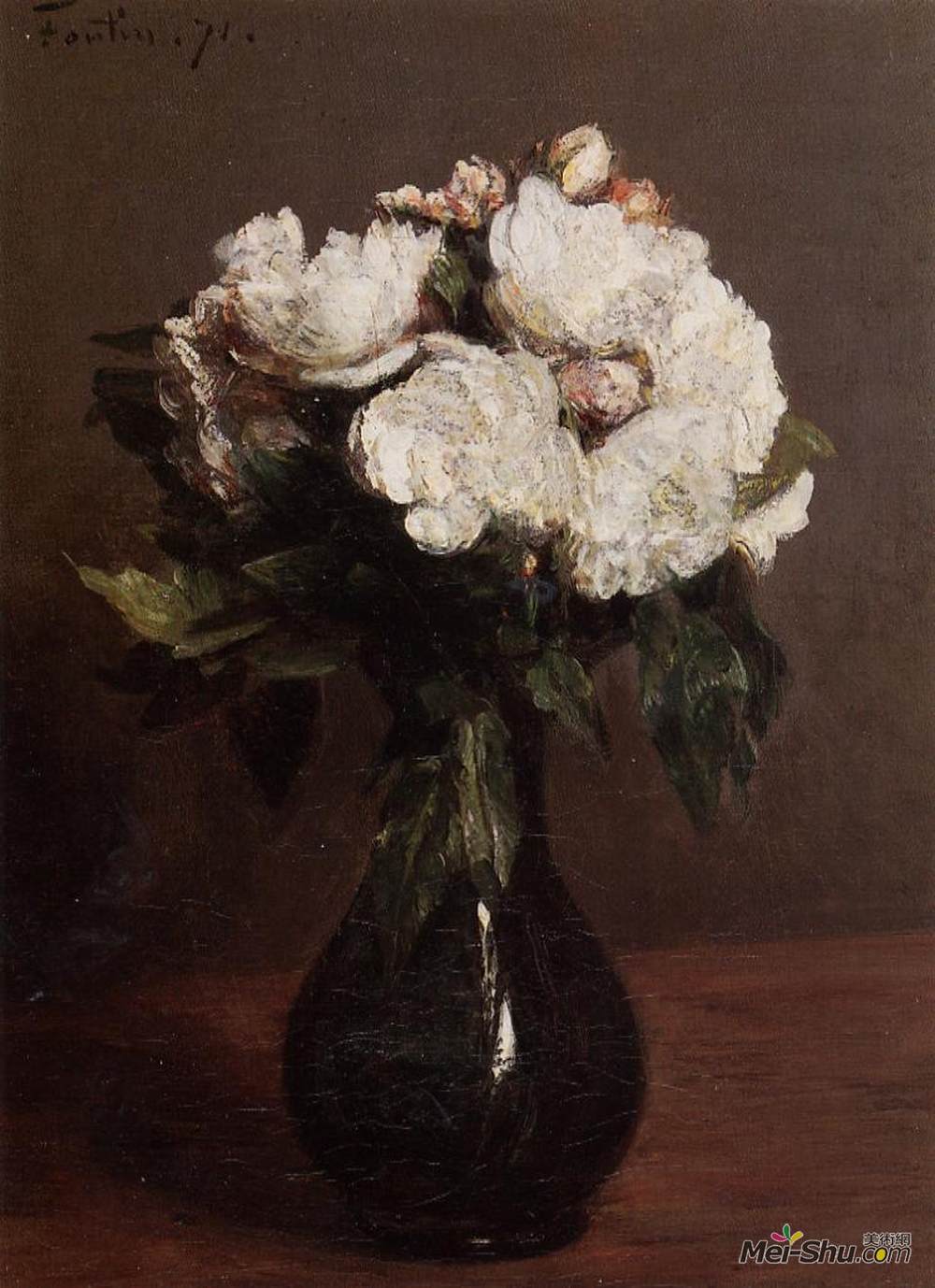 henri fantin-latour亨利·方丹·拉图尔油画2560《绿色花瓶里的白