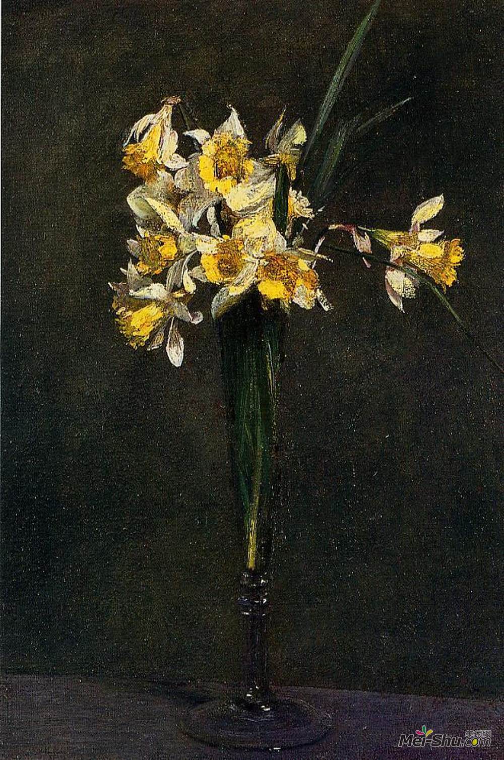 亨利·方丹·拉图尔(Henri Fantin-Latour)高清作品《Yellow Flowers (also known as Coucous)》