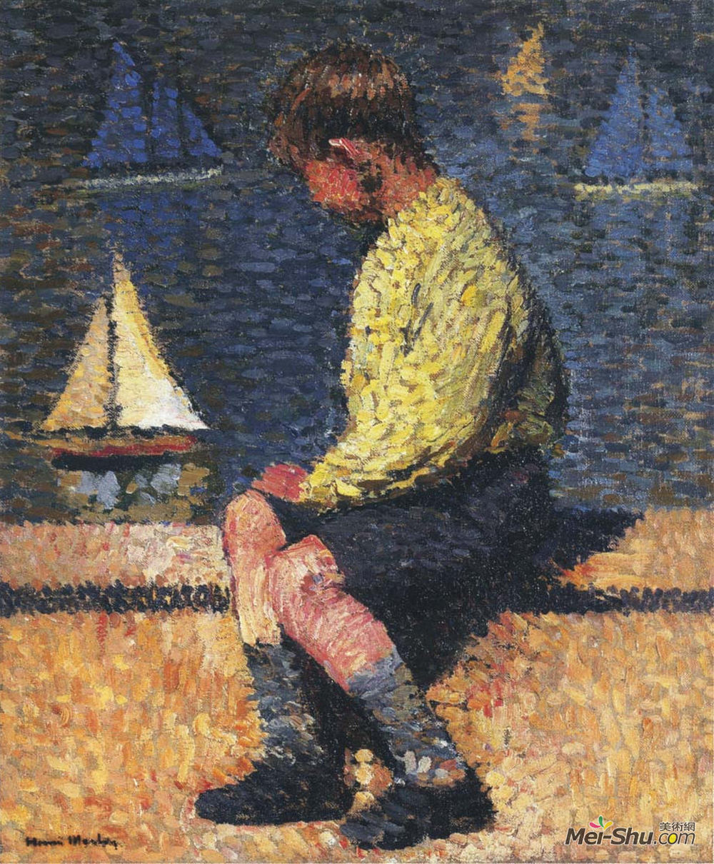 亨利马丁(Henri Martin)高清作品《一个带帆船的男孩》