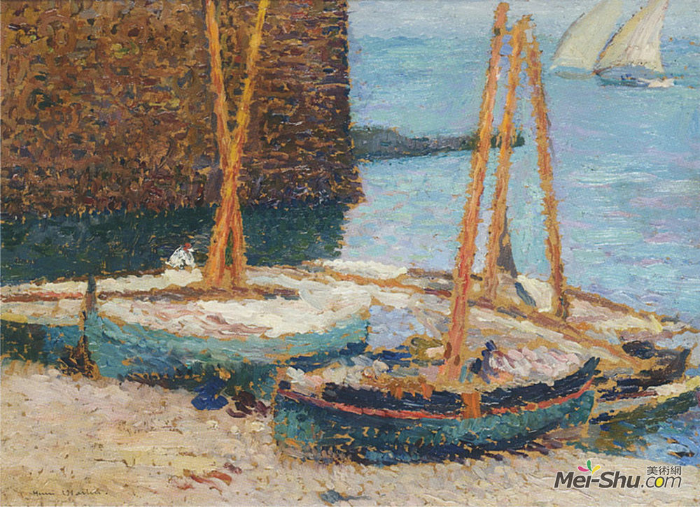 亨利马丁(Henri Martin)高清作品《科利尤尔港的船只》