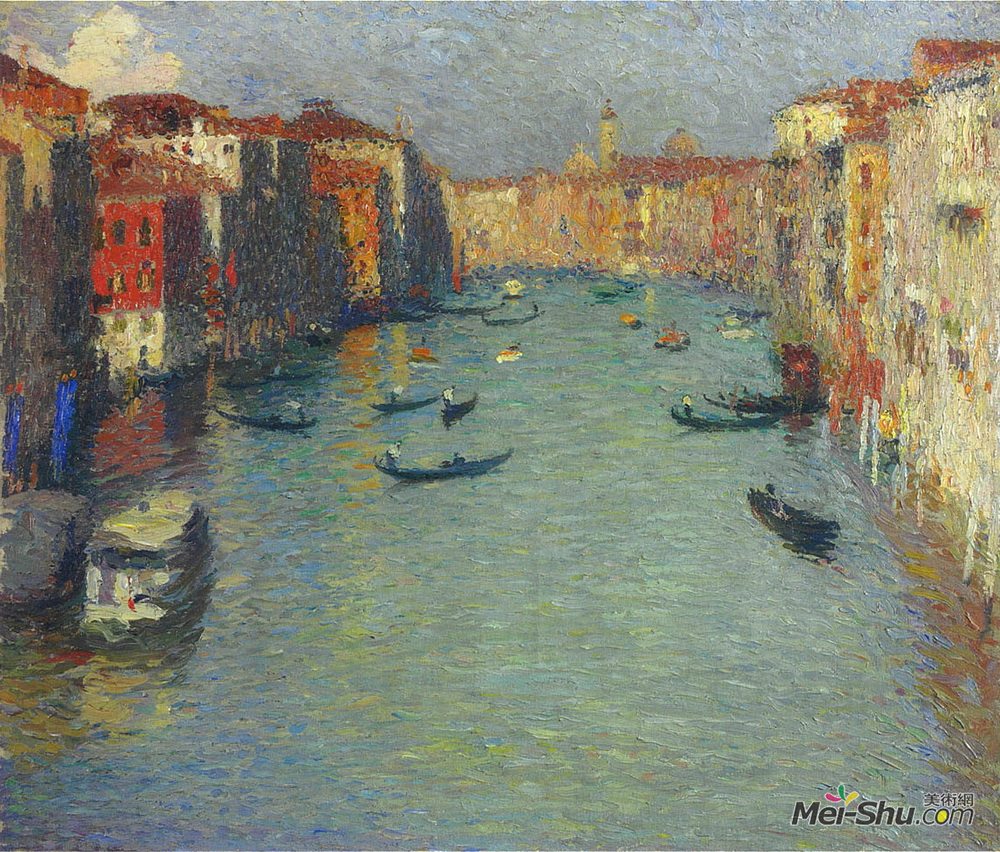 亨利马丁(Henri Martin)高清作品《威尼斯大运河上的贡多拉》