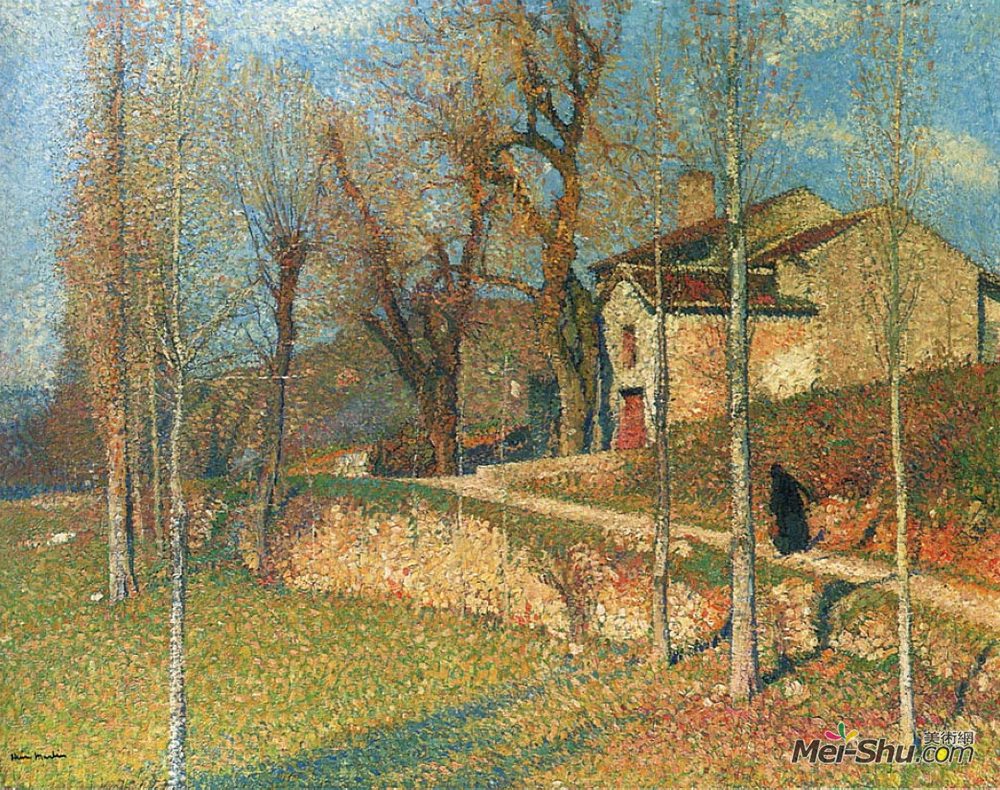 亨利马丁(Henri Martin)高清作品《黄昏附近的碰撞》