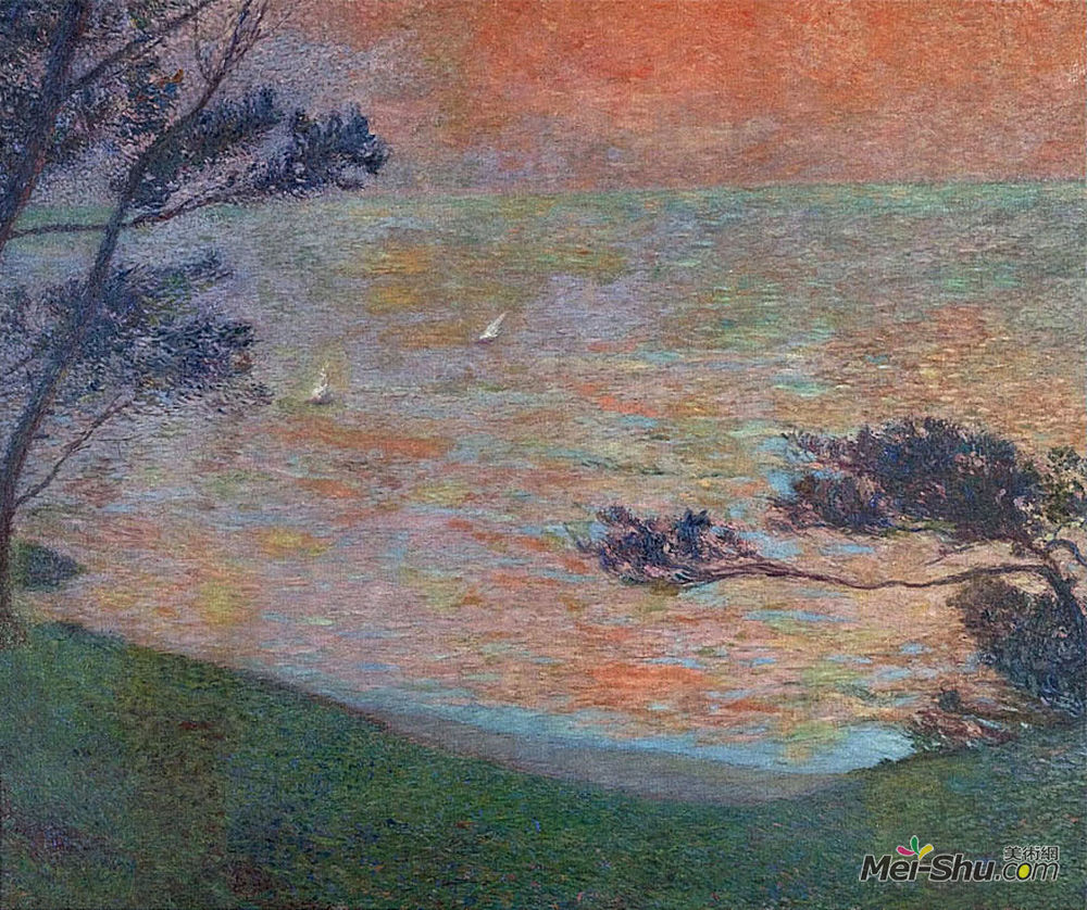 亨利马丁(Henri Martin)高清作品《在海上日落》