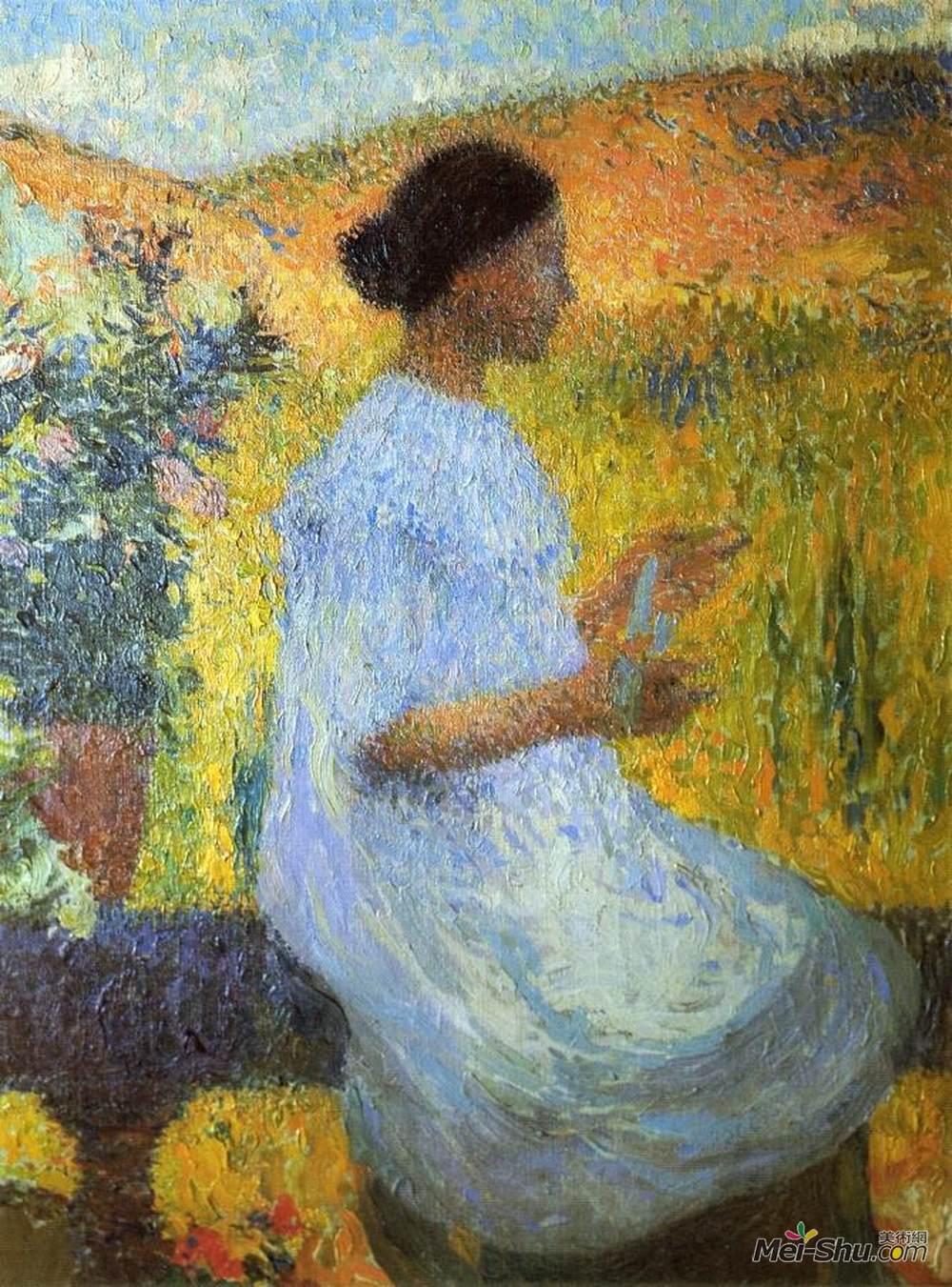 亨利马丁(Henri Martin)高清作品《蓝色连衣裙》